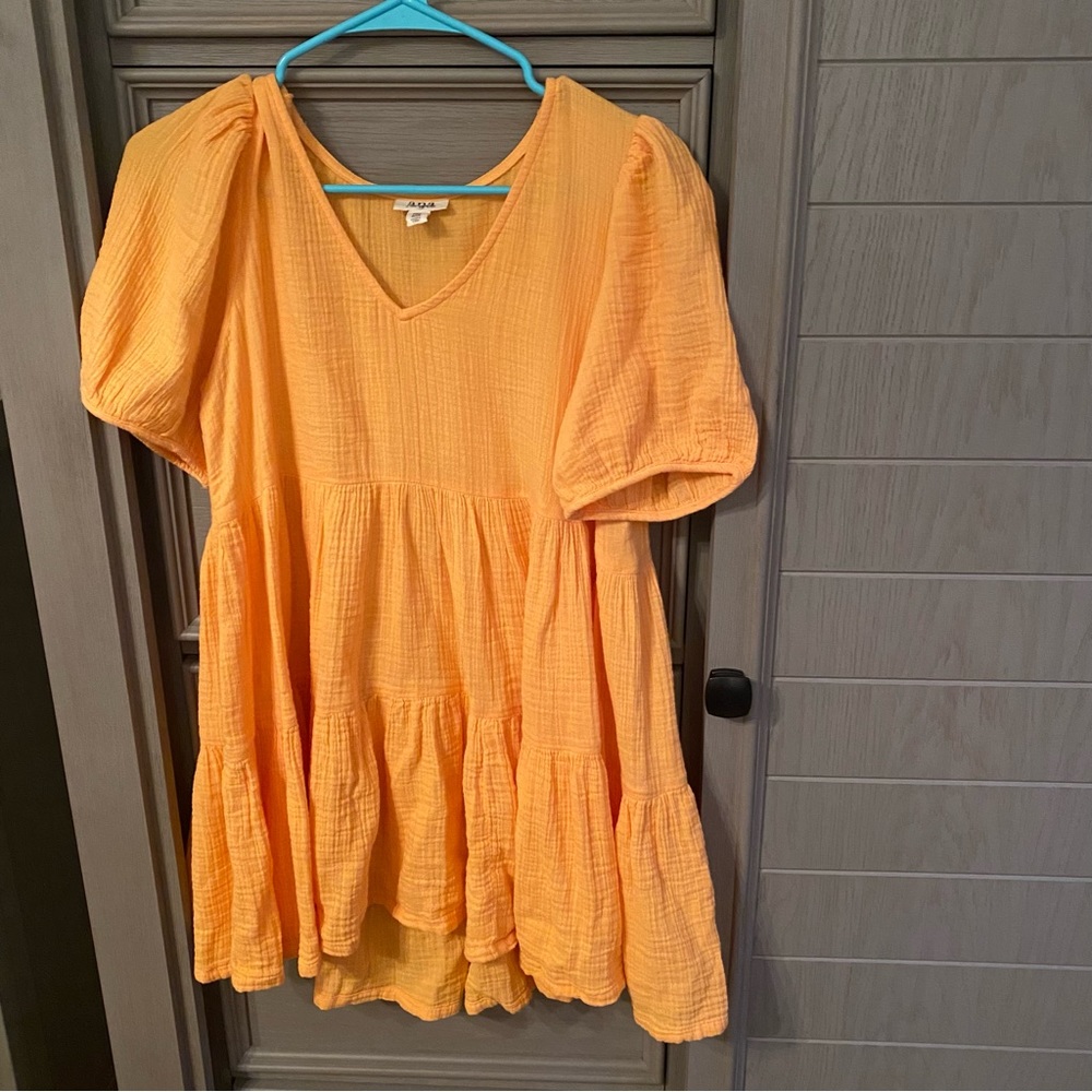 ORANGE CREAMSICLE FLOWY SUMMER MINI DRESS